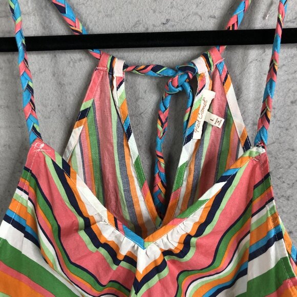 Red Camel Top Womens Large Rainbow Stripes Halter Babydoll Y2K Retro Summer - Picture 3 of 16
